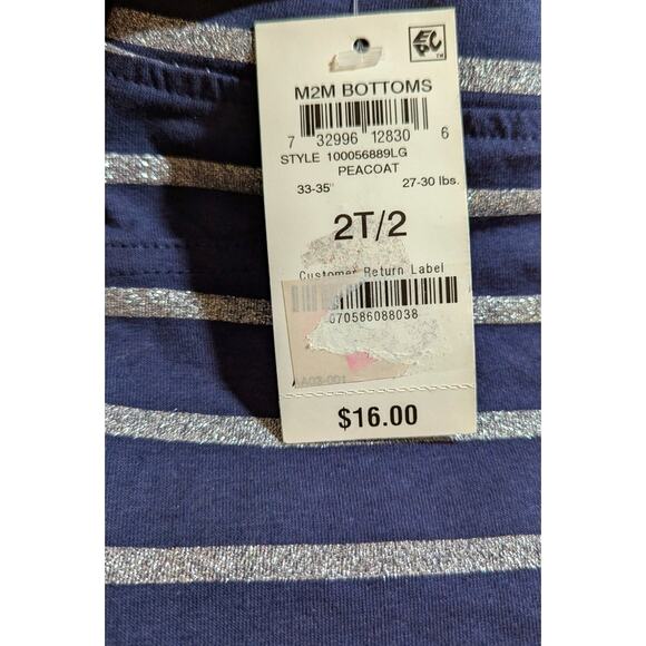 Epic Threads Toddler Girls Pull On Silver Stripe & Navy Blue Bermuda Shorts, 2T - Picture 2 of 5